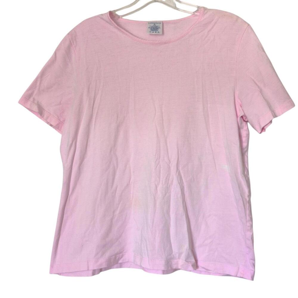 Lands' End Shirt Womens Medium Pink Short Sleeve Crewneck Cotton Casual